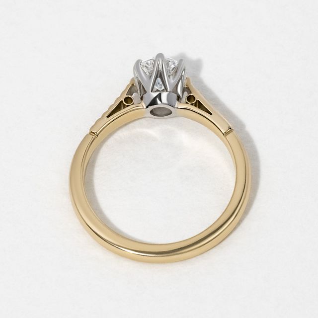 Two Tone Round Diamond Solitaire Engagement Ring - 0.56ct