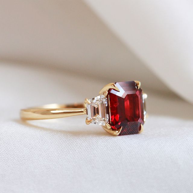 Emerald Cut Red Spinel Engagement Ring 2.50ct
