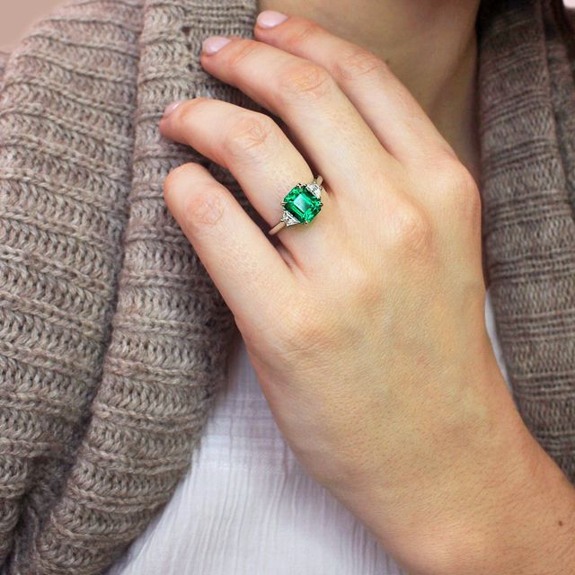 Emerald Trilogy Engagement Ring- 2.20ct