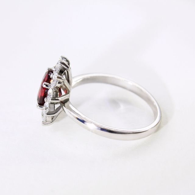 Cushion Cut Mozambique Ruby Set In Cluster Ring 1.40ct