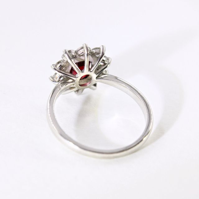 Cushion Cut Mozambique Ruby Set In Cluster Ring 1.40ct