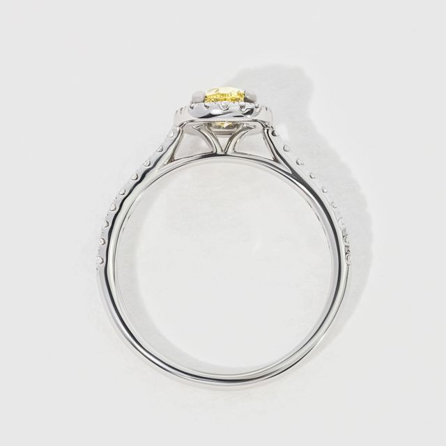 Yellow Oval Diamond Halo Engagement Ring - 0.66ct