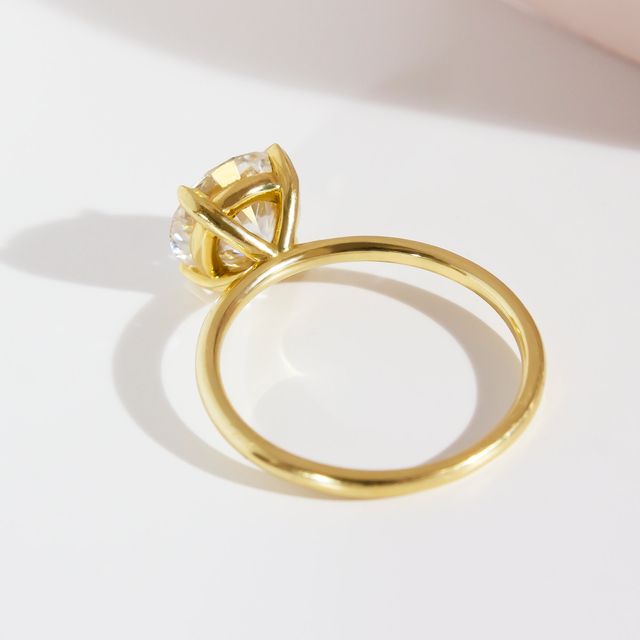 Round Yellow Gold Engagement Ring- 2.00ct