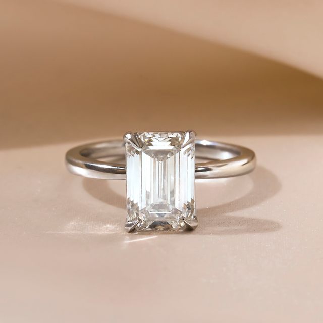 Emerald Platinum Solitaire Lab Grown Engagement Ring- 2.81ct