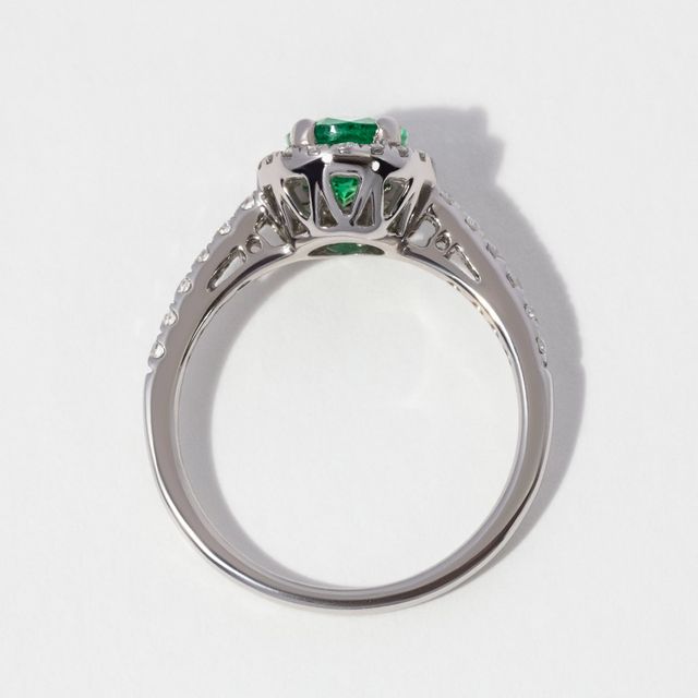 Oval Emerald Halo Engagement Ring 1.00ct