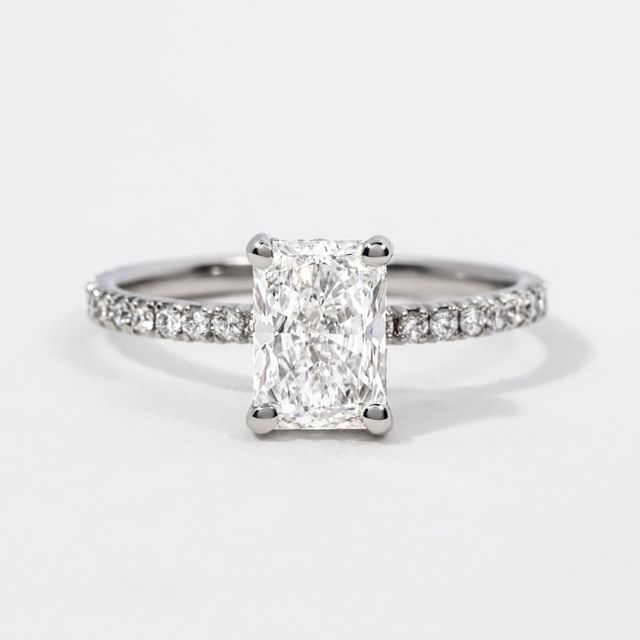 Platinum Hidden Halo Engagement Ring Radiant Lab Diamond - 1.40ct