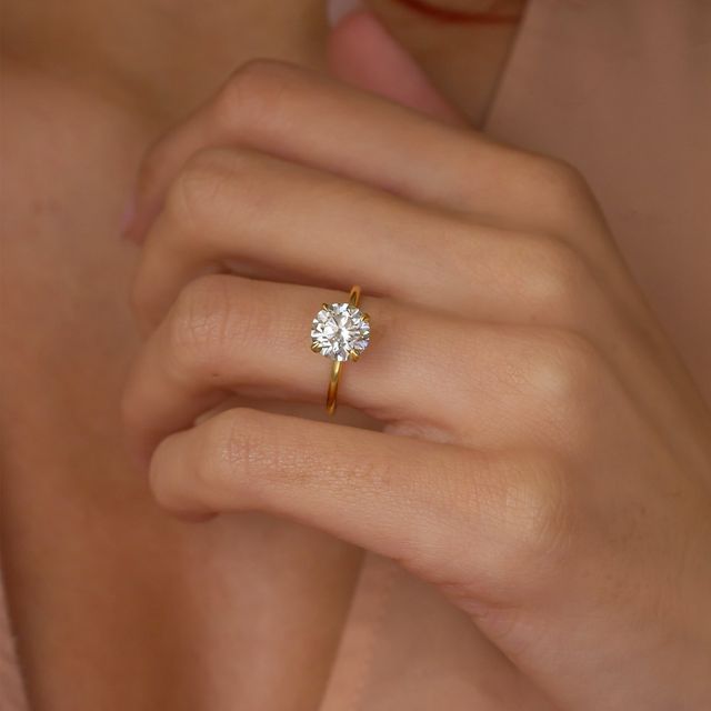 Round Yellow Gold Engagement Ring- 1.91ct