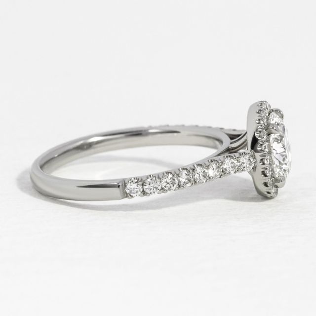 Platinum Round Halo Engagement Ring Lab Grown 1.03ct