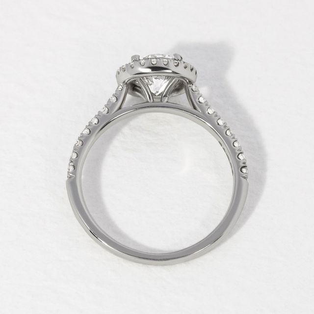 Platinum Round Halo Engagement Ring Lab Grown 1.03ct