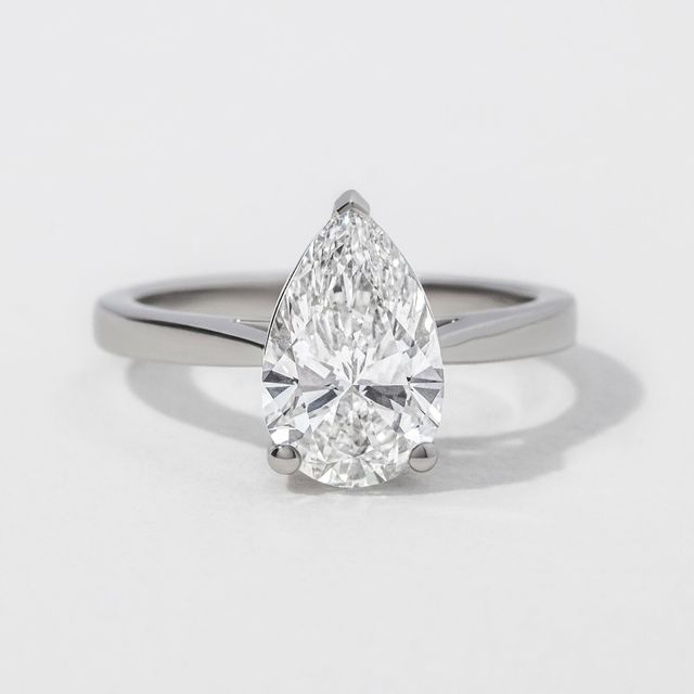 Platinum Solitaire Pear Engagement Ring- 2.08ct
