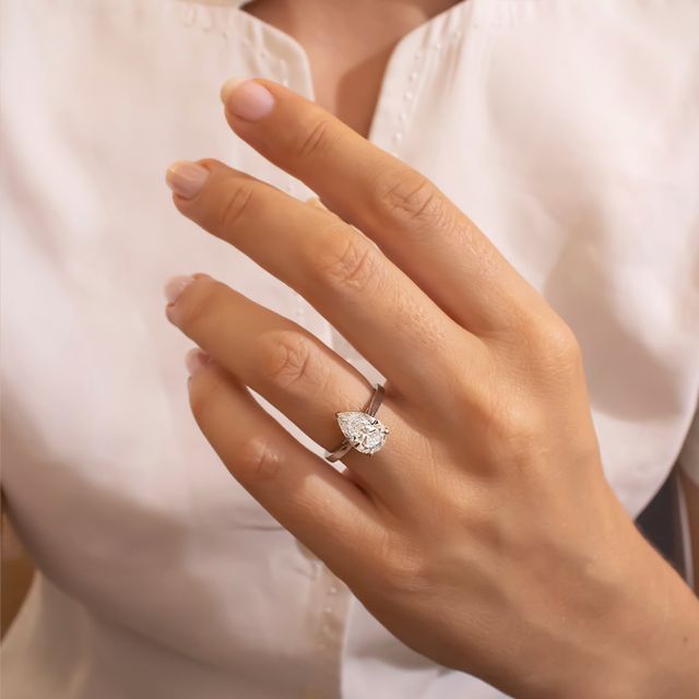 Platinum Solitaire Pear Engagement Ring- 2.08ct