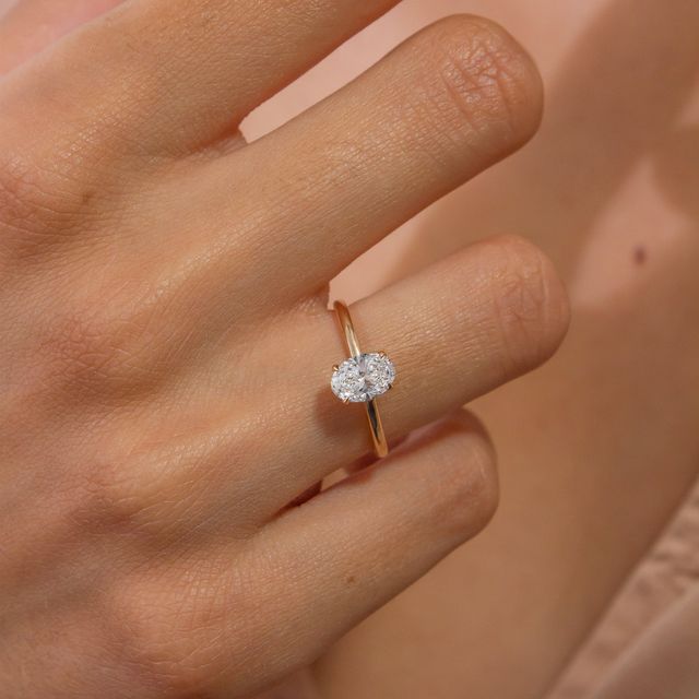 Oval Hidden Halo Rose Gold Lab Grown Engagement Ring- 0.79ct