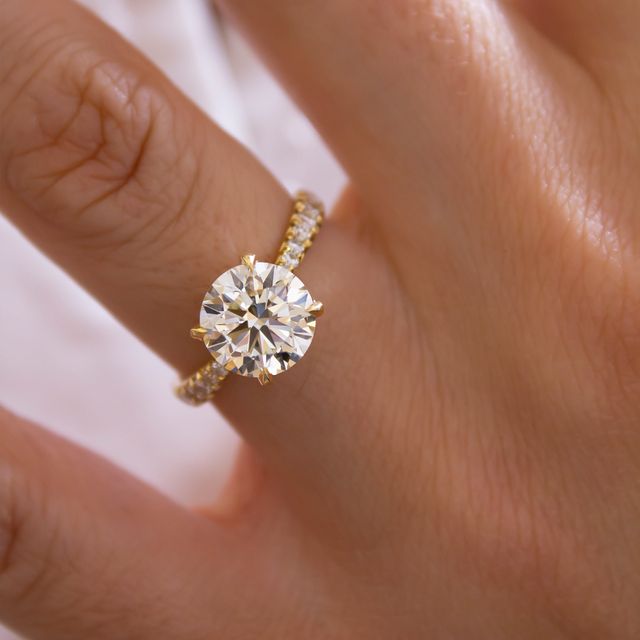 Round Diamond Band Gold Engagement Ring- 2.37ct
