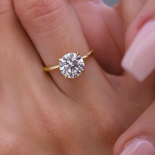 Round Yellow Gold Engagement Ring- 2.00ct