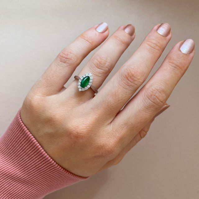 Marquise Emerald Halo 0.88ct
