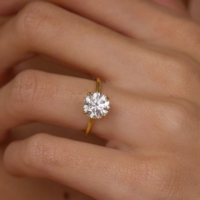 Round Yellow Gold Engagement Ring- 1.91ct