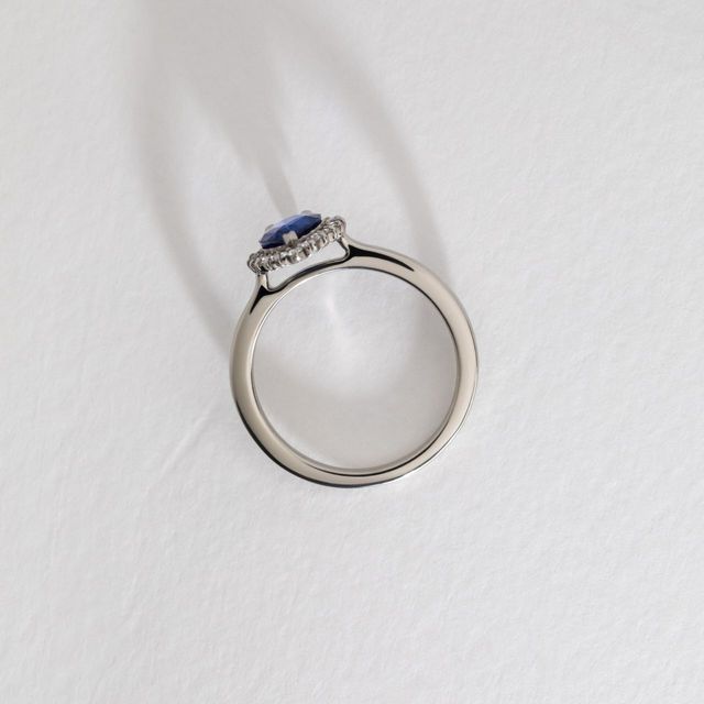 Sapphire Pear Cluster Engagement Ring - 1.00ct