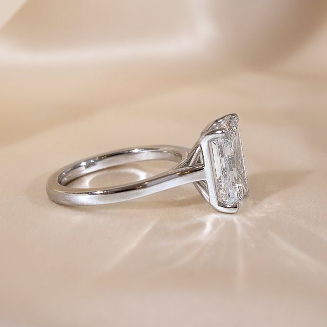 4.00ct Lab Grown Emerald Solitaire Platinum Engagement Ring