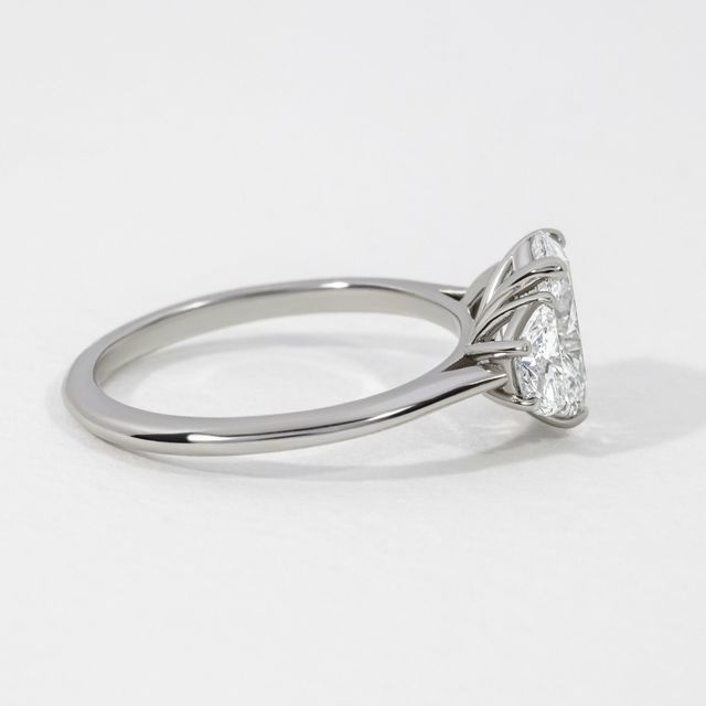 Platinum Oval Half Moon Trilogy Engagement Ring- 1.47ct
