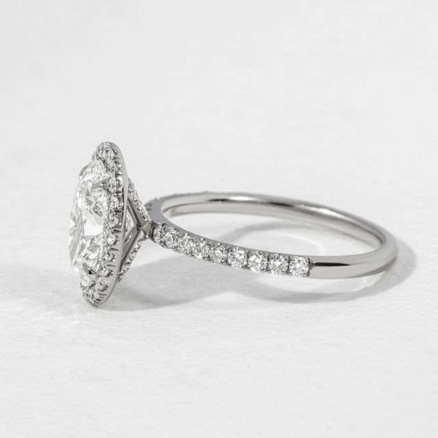 Platinum Oval Halo Engagement Ring- 2.02ct