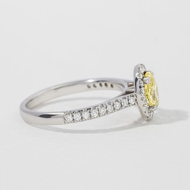 Yellow Oval Diamond Halo Engagement Ring - 0.66ct