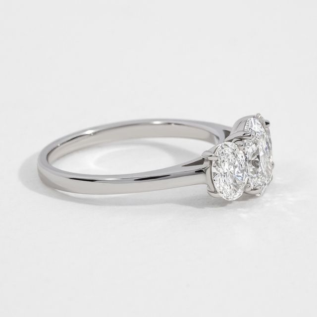 Platinum Oval Trilogy Lab Grow Diamond Engagement Ring