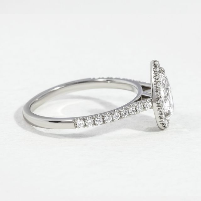 Platinum Pear Diamond Halo Lab Grown Engagement Ring 0.71ct