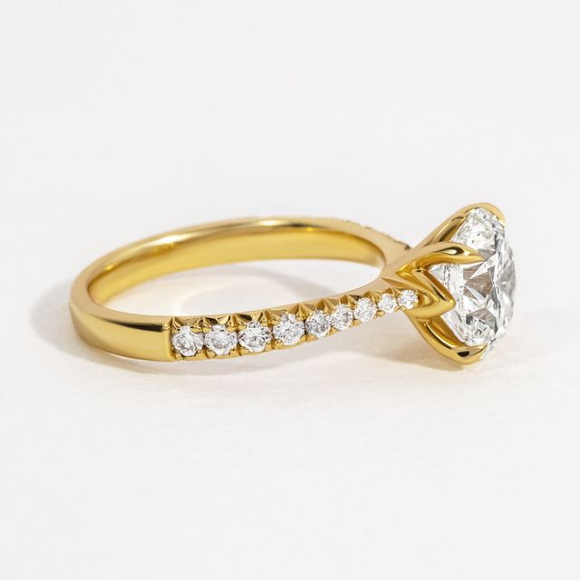 Round Diamond Band Gold Engagement Ring- 2.37ct