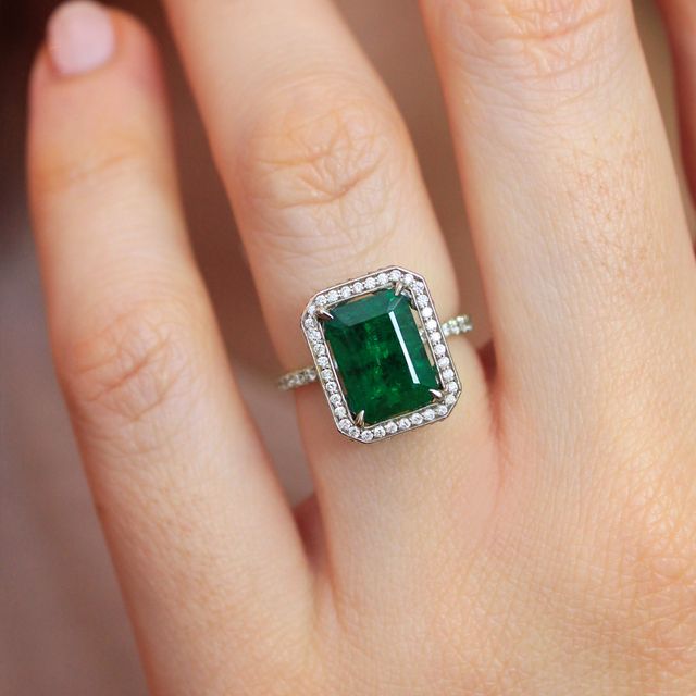 Zambian Emerald Hidden Halo Engagement Ring- 2.00ct