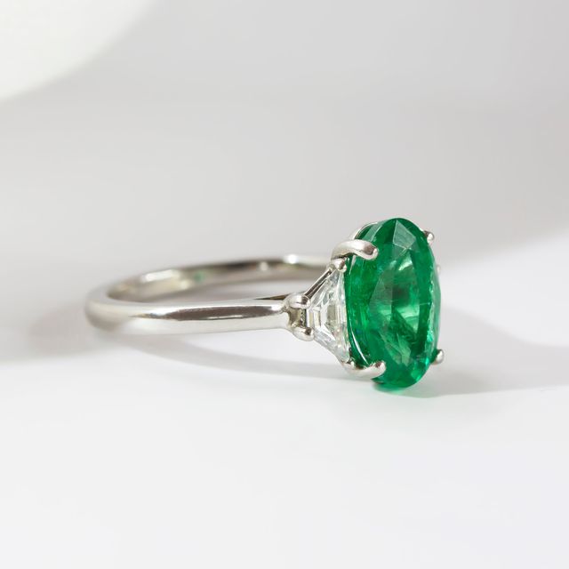 Oval Emerald Cut Trapezoid Trilogy 2.30ct