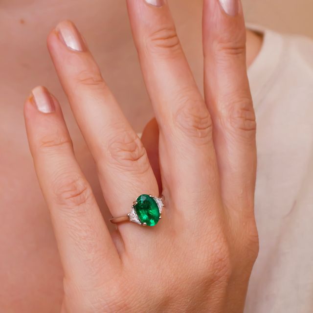 Oval Emerald Cut Trapezoid Trilogy 2.30ct