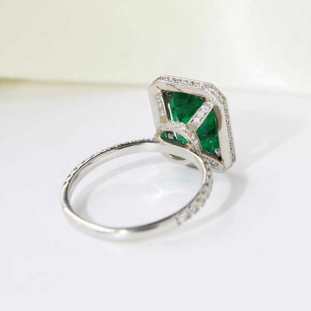 Zambian Emerald Hidden Halo Engagement Ring- 2.00ct