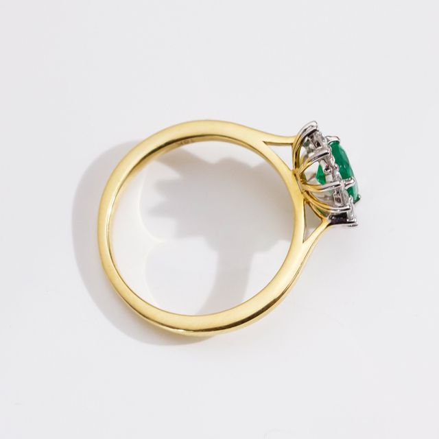 Oval Emerald Cluster Two Tone 0.65ct