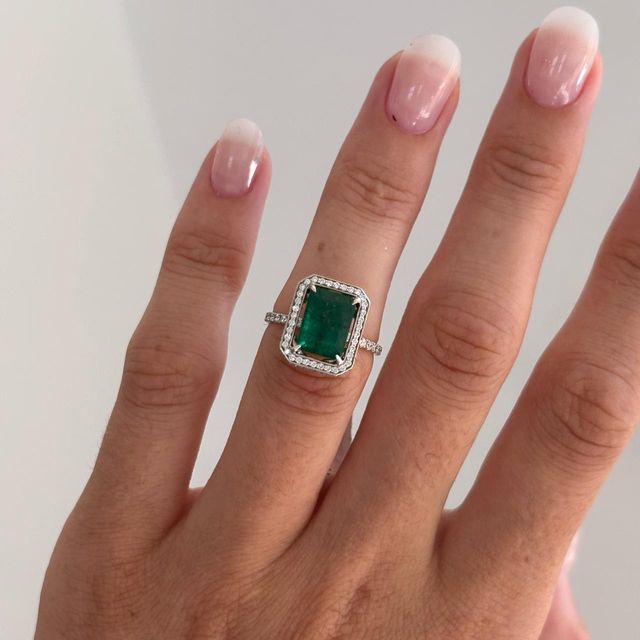 Zambian Emerald Hidden Halo Engagement Ring- 2.00ct