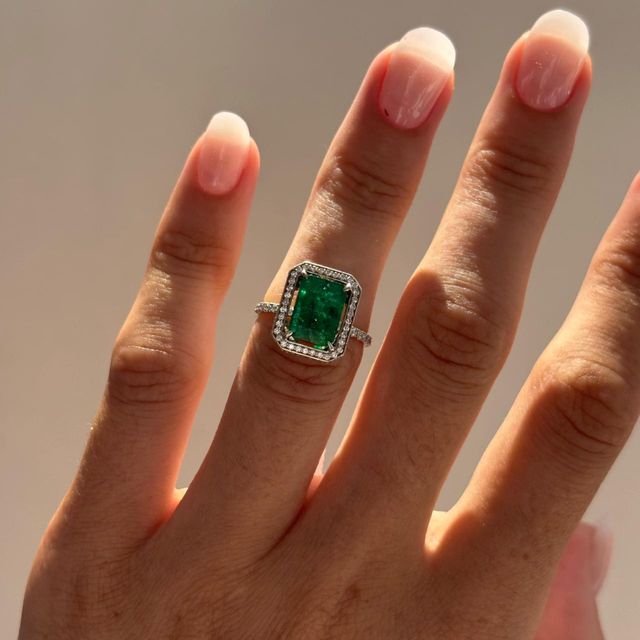Zambian Emerald Hidden Halo Engagement Ring- 2.00ct