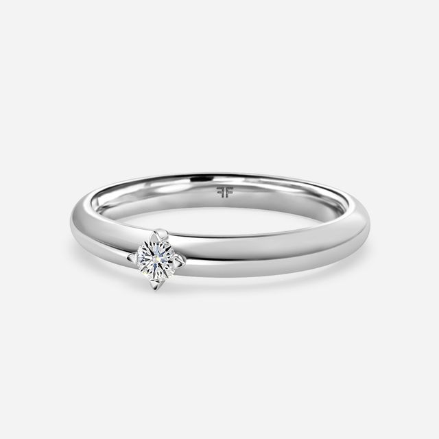 Single Diamond Wedding Ring In Platinum