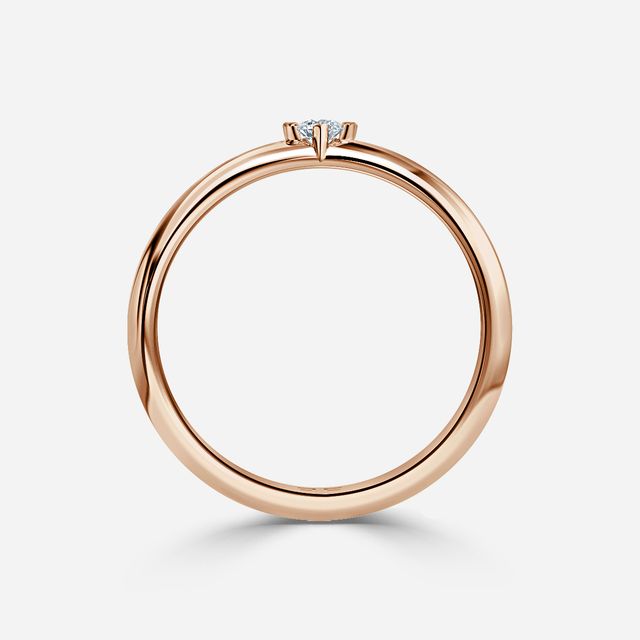 Single Diamond Wedding Ring In Rose Gold