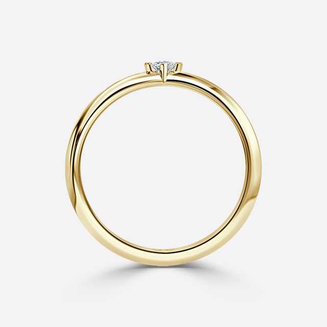 Single Diamond Wedding Ring In Yellow Gold
