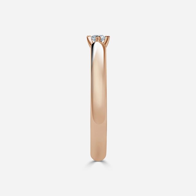 Single Diamond Wedding Ring In Rose Gold