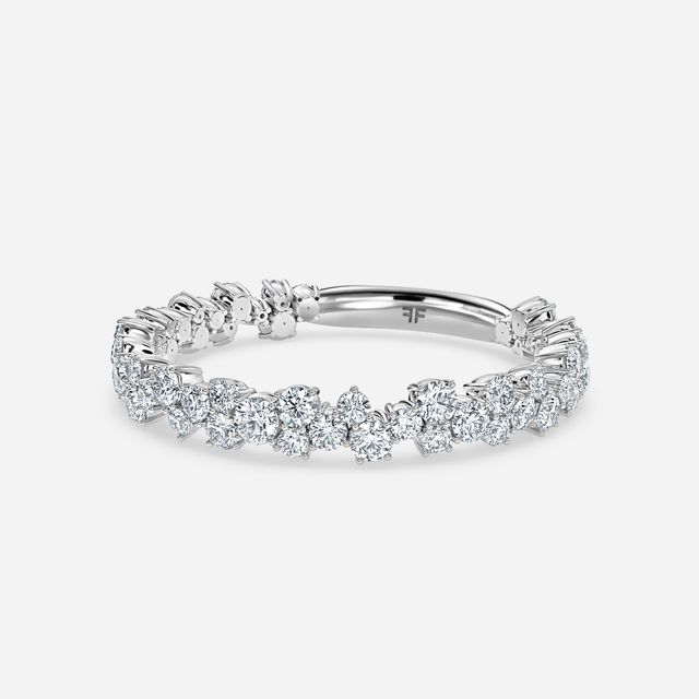 Floral Shared Claw Platinum Wedding Ring