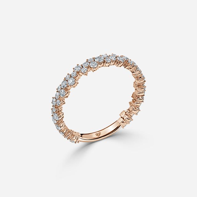 Floral Shared Claw Rose Gold Wedding Ring