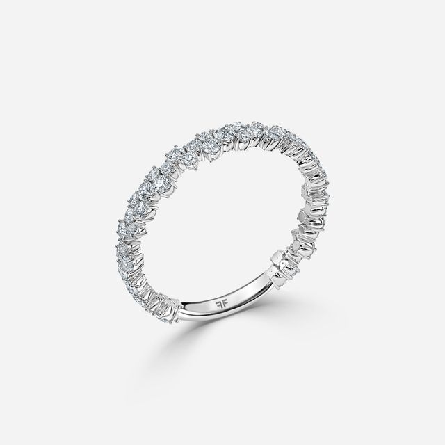 Floral Shared Claw Platinum Wedding Ring