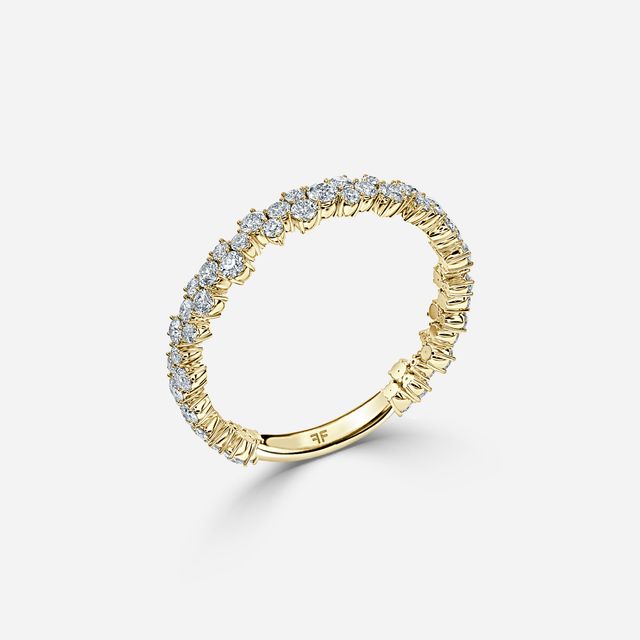 Floral Shared Claw Yelllow Gold Wedding Ring