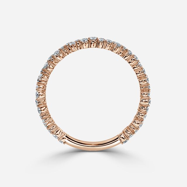 Floral Shared Claw Rose Gold Wedding Ring