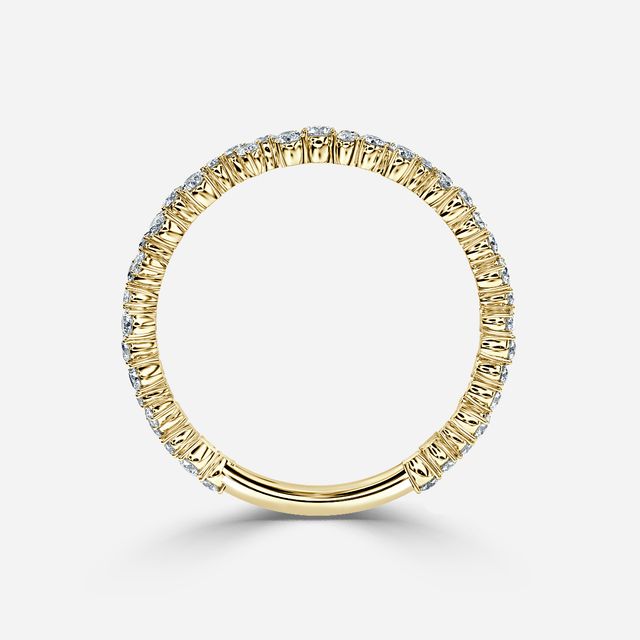 Floral Shared Claw Yelllow Gold Wedding Ring