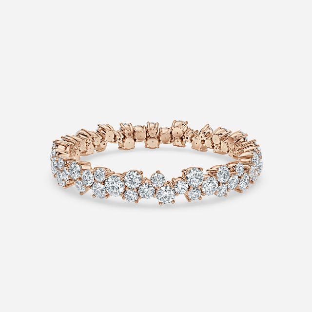 Full Floral Shared Claw Rose Gold Wedding Ring