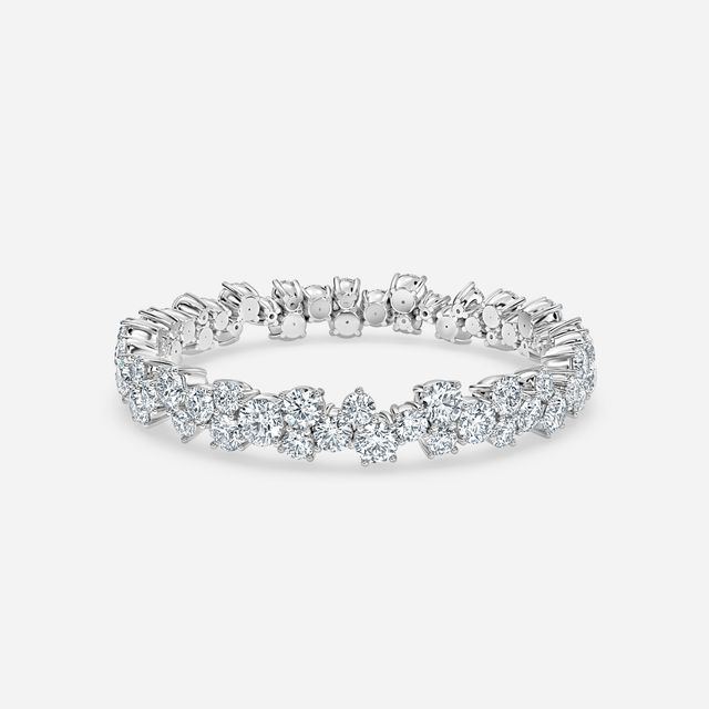 Full Floral Shared Claw Platinum Wedding Ring