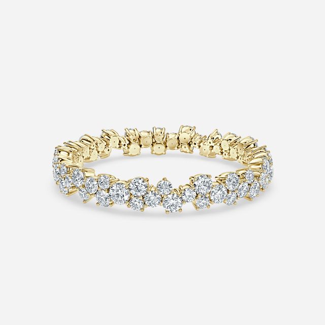 Full Floral Shared Claw Yellow Gold Wedding Ring
