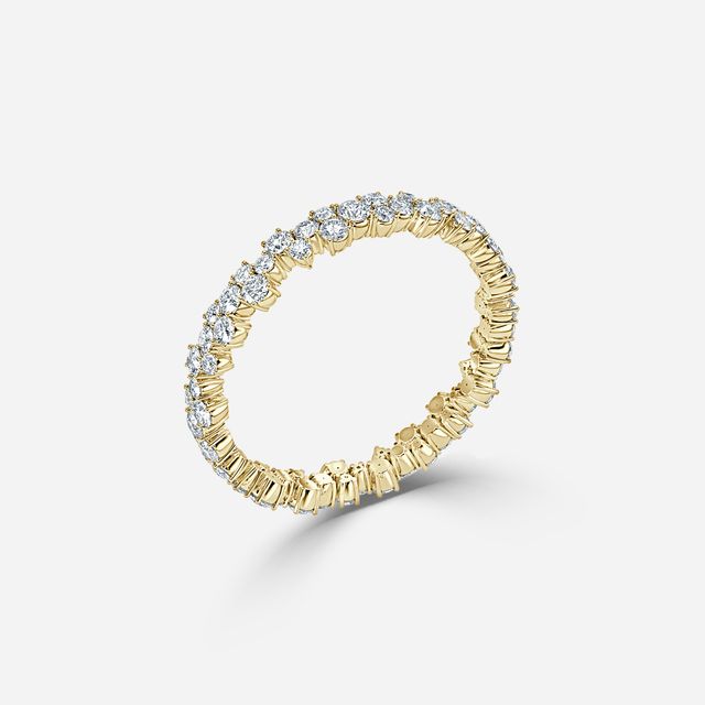 Full Floral Shared Claw Yellow Gold Wedding Ring