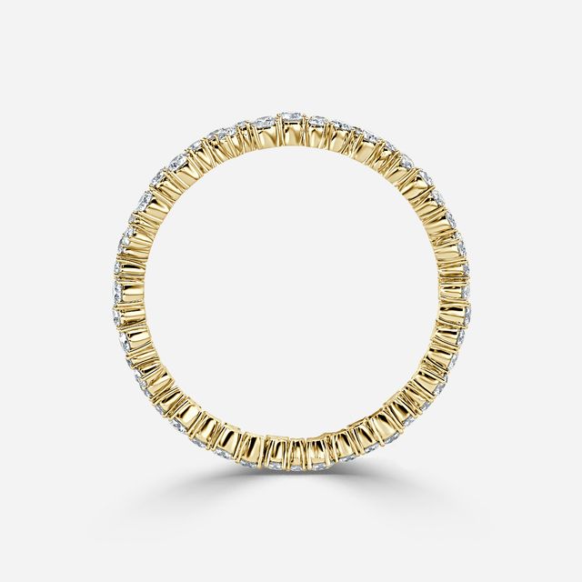Full Floral Shared Claw Yellow Gold Wedding Ring